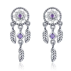 (bilde for) Pandora Style Silver Dreamcatcher Hengende øredobber - SCE502