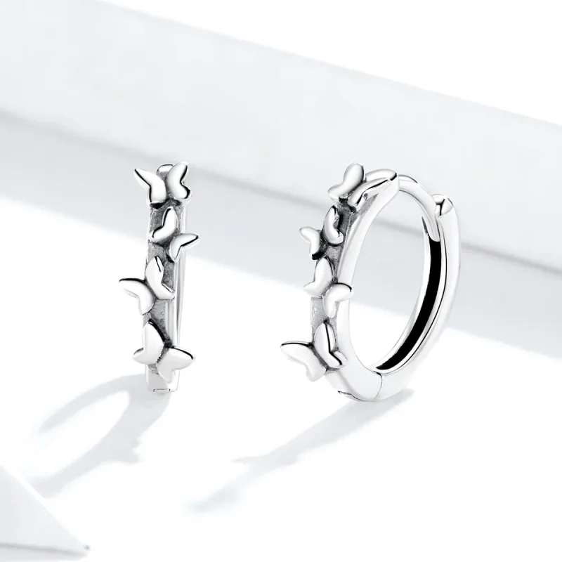 (bilde for) Pandora Style Silver Elegant Butterflies Hoop øredobber - SCE927 - Vis 2