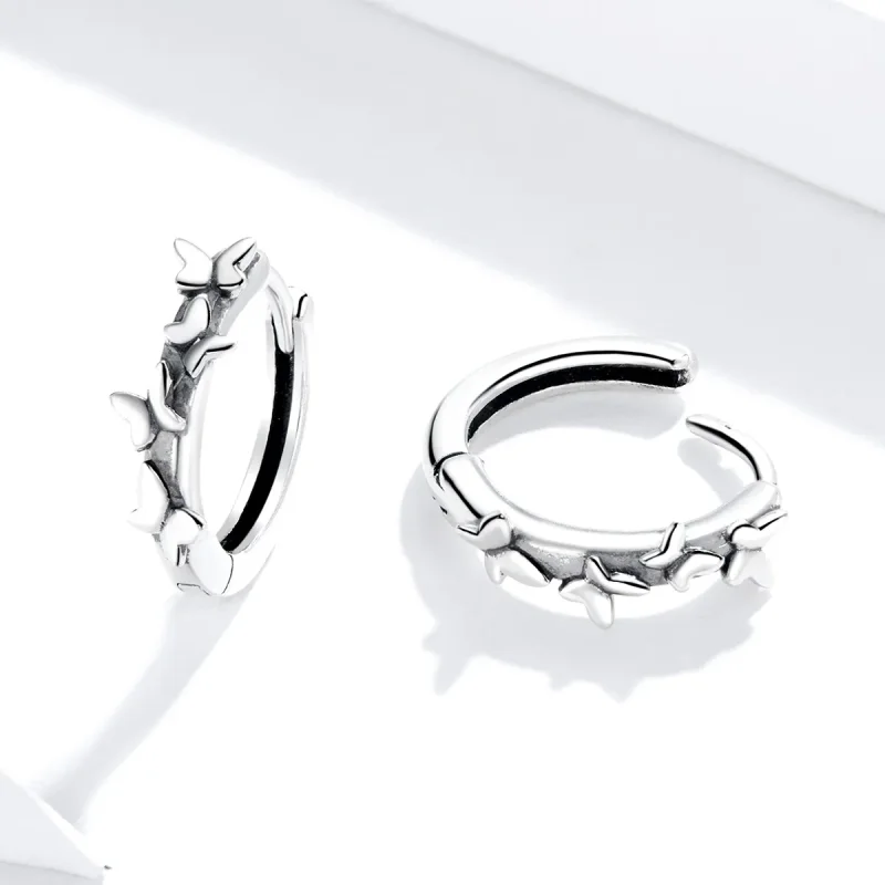 (bilde for) Pandora Style Silver Elegant Butterflies Hoop øredobber - SCE927 - Vis 4