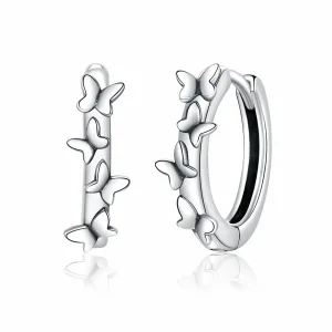 (bilde for) Pandora Style Silver Elegant Butterflies Hoop øredobber - SCE927
