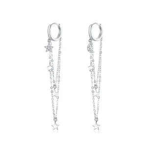 (bilde for) Pandora Style Silver Elegant Star Moon Dangle øredobber - SCE982