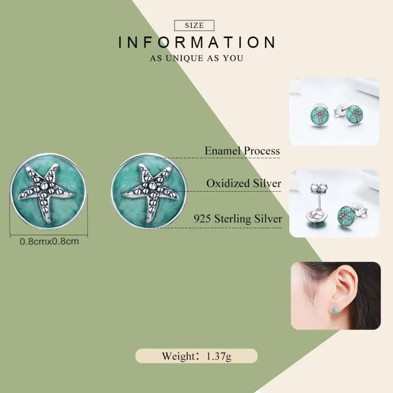 (bilde for) Pandora Style Silver Fantasy Starfish Stud øredobber - SCE205 - Vis 4