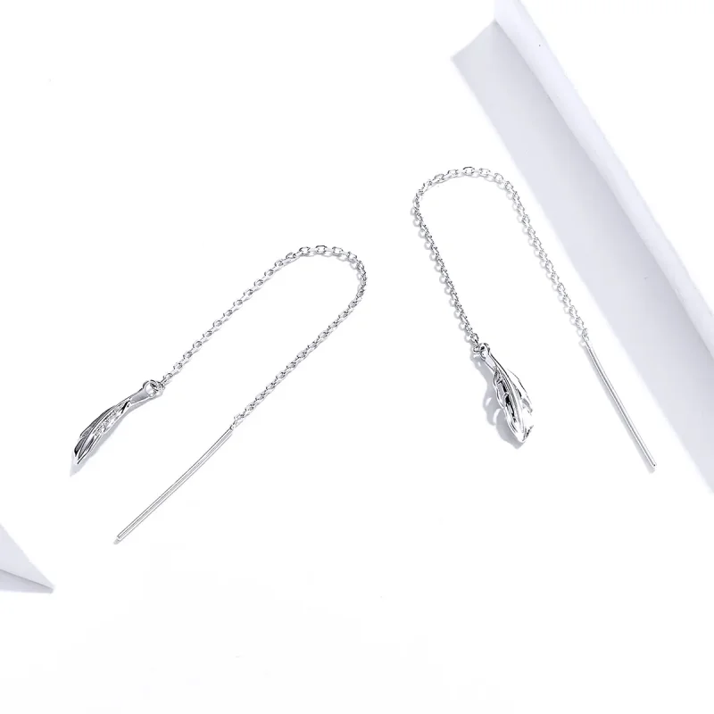 (bilde for) Pandora Style Silver Feather Dingle øredobber - SCE786 - Vis 3