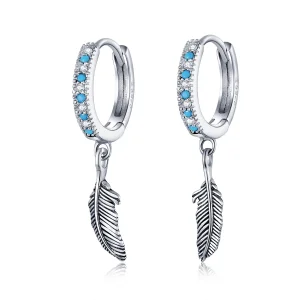 (bilde for) Pandora Style Silver Feather Dingle øredobber - SCE898