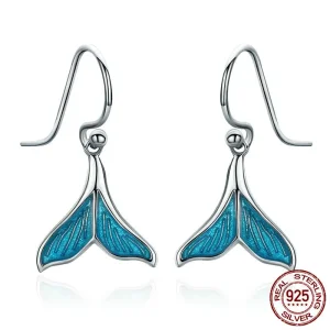 (bilde for) Pandora Style Silver Fishtail Hengende øredobber - SCE065