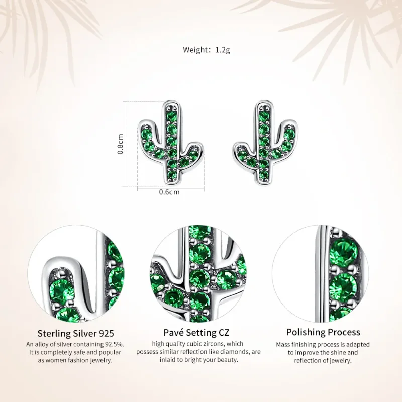 (bilde for) Pandora Style Silver Fresh Cactus Stud øredobber - SCE097 - Vis 8