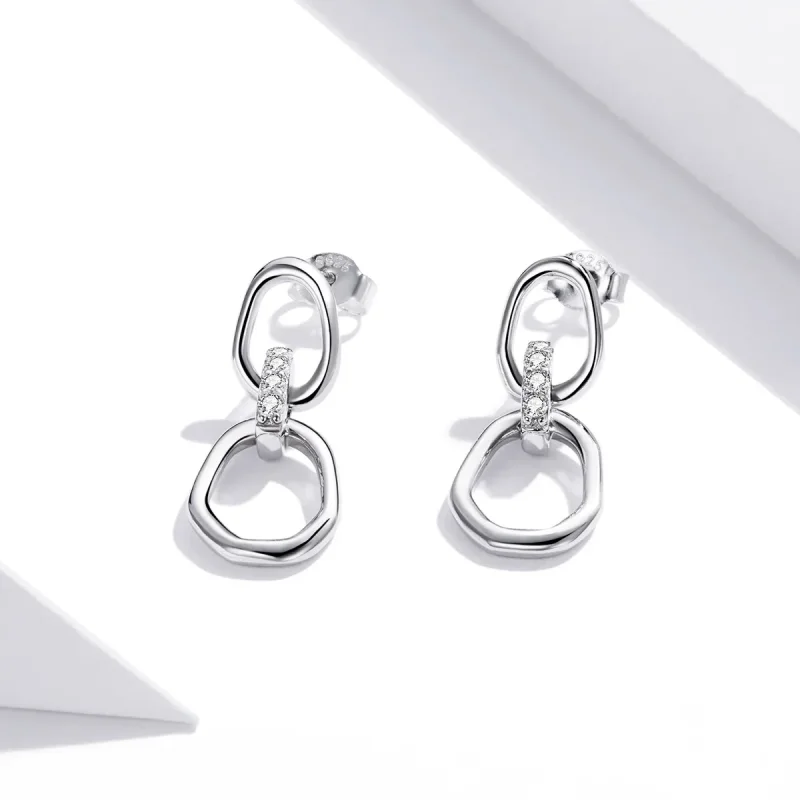 (bilde for) Pandora Style Silver Geometry Dingle øredobber - SCE1016 - Vis 2