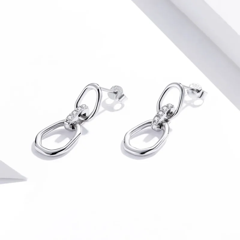 (bilde for) Pandora Style Silver Geometry Dingle øredobber - SCE1016 - Vis 3