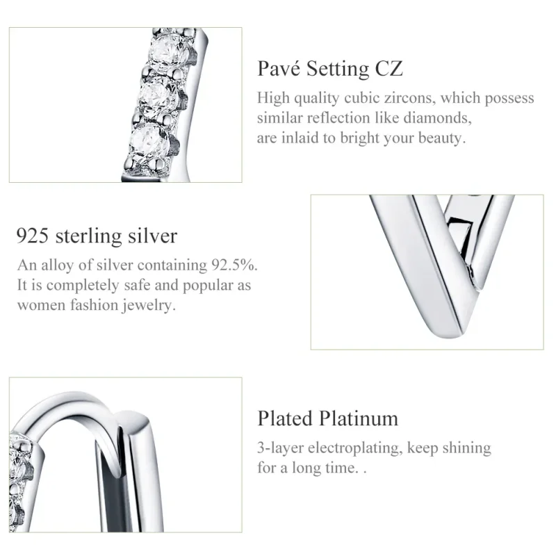 (bilde for) Pandora Style Silver Geometry Hoop øredobber - BSE162 - Vis 3