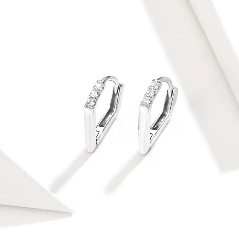 (bilde for) Pandora Style Silver Geometry Hoop øredobber - BSE162 - Vis 2