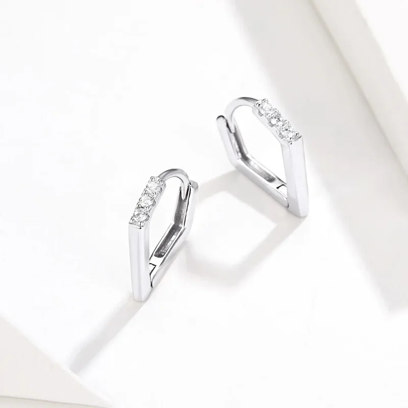 (bilde for) Pandora Style Silver Geometry Hoop øredobber - BSE162 - Vis 4