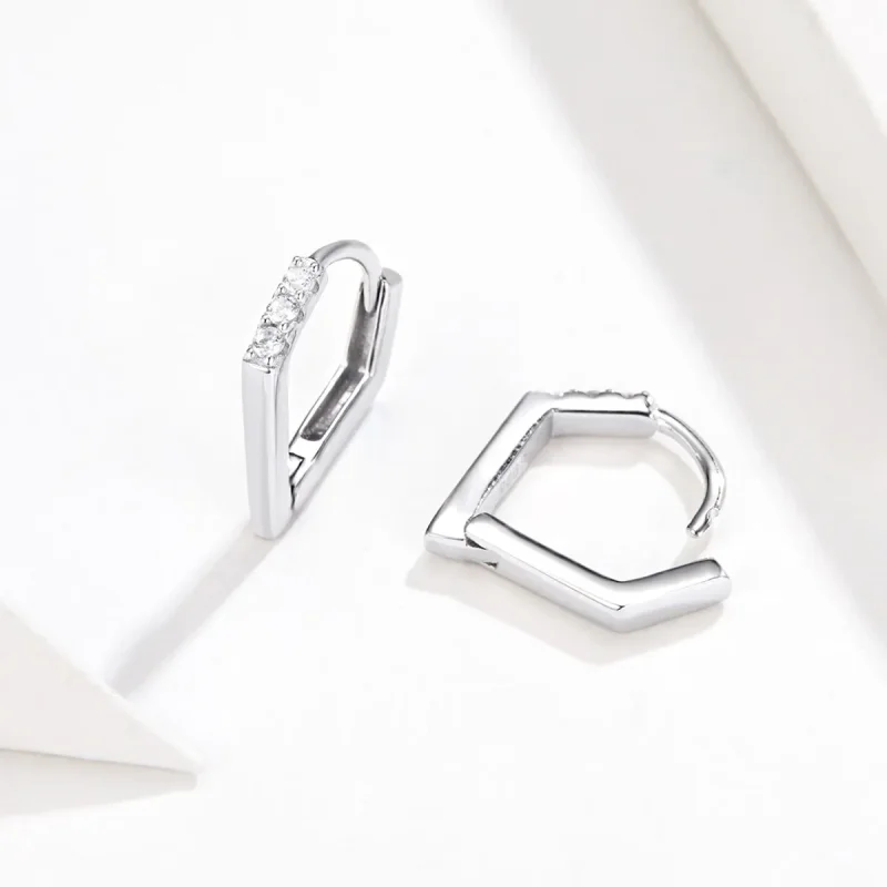 (bilde for) Pandora Style Silver Geometry Hoop øredobber - BSE162 - Vis 5