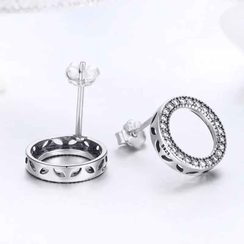 (bilde for) Pandora Style Silver Geometry Light Stud øredobber - SCE417 - Vis 3