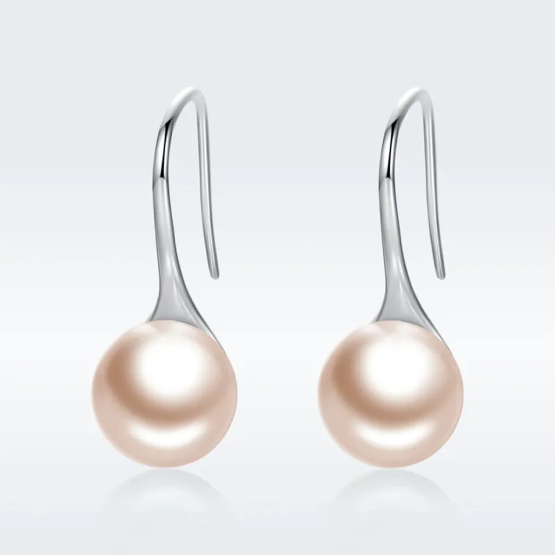 (bilde for) Pandora Style Silver Golden Pearl Hengende øredobber - SCE146 - Vis 2