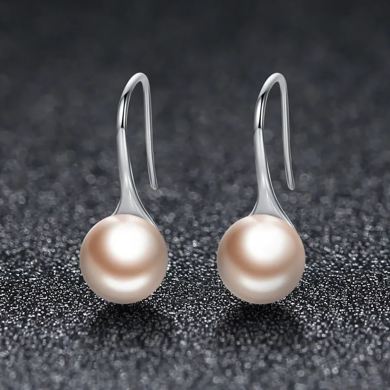 (bilde for) Pandora Style Silver Golden Pearl Hengende øredobber - SCE146 - Vis 3