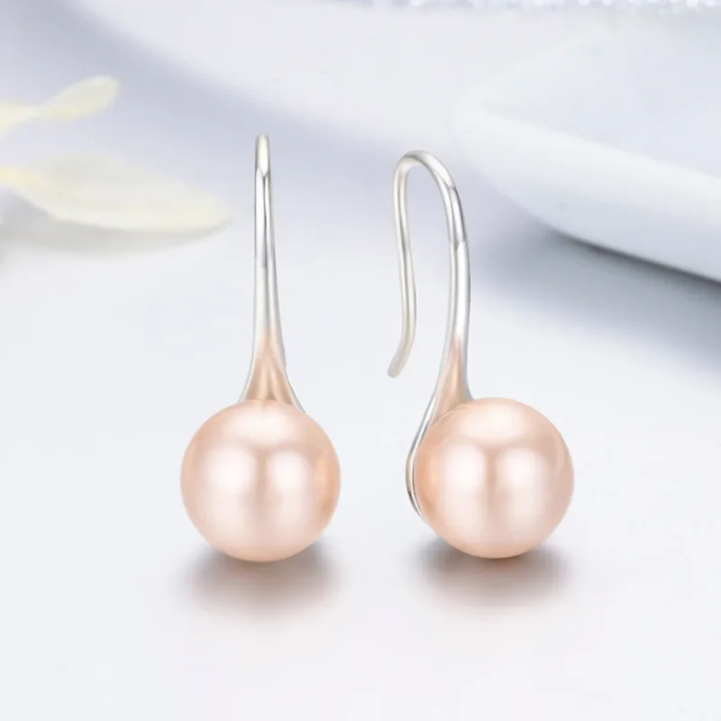 (bilde for) Pandora Style Silver Golden Pearl Hengende øredobber - SCE146 - Vis 4
