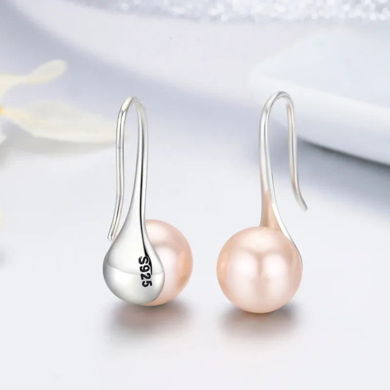 (bilde for) Pandora Style Silver Golden Pearl Hengende øredobber - SCE146 - Vis 5