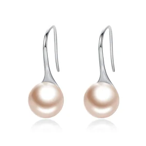 (bilde for) Pandora Style Silver Golden Pearl Hengende øredobber - SCE146