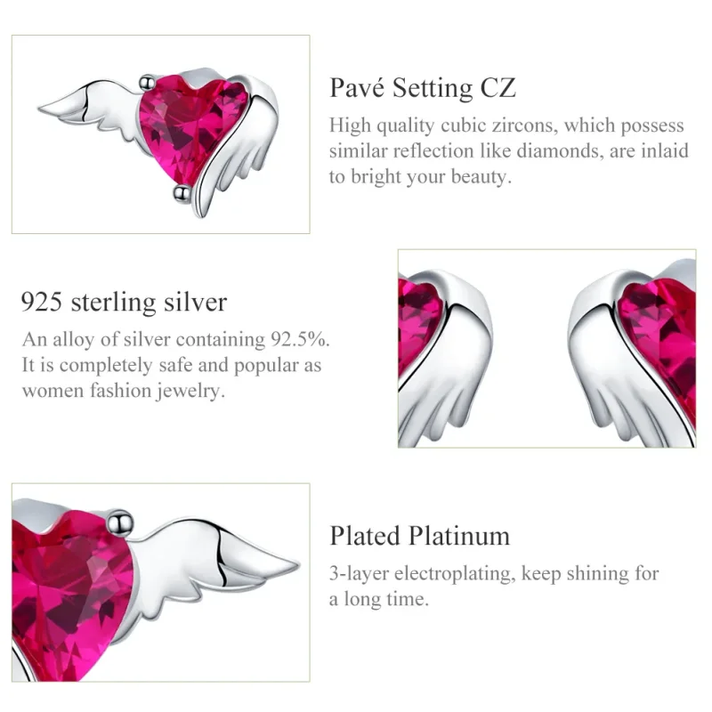 (bilde for) Pandora Style Silver Guardian Heart Stud øredobber - SCE690 - Vis 2