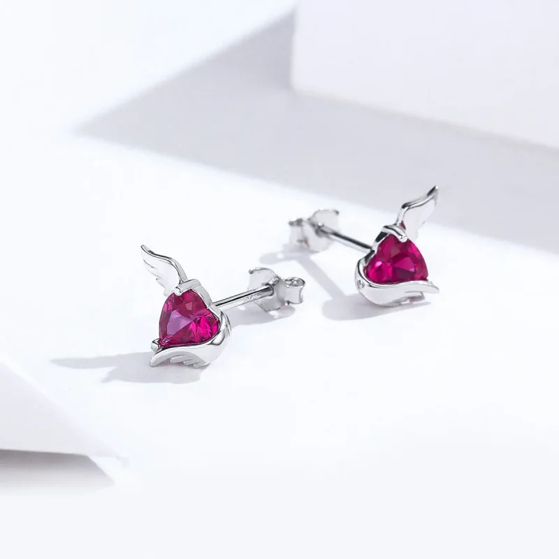 (bilde for) Pandora Style Silver Guardian Heart Stud øredobber - SCE690 - Vis 4