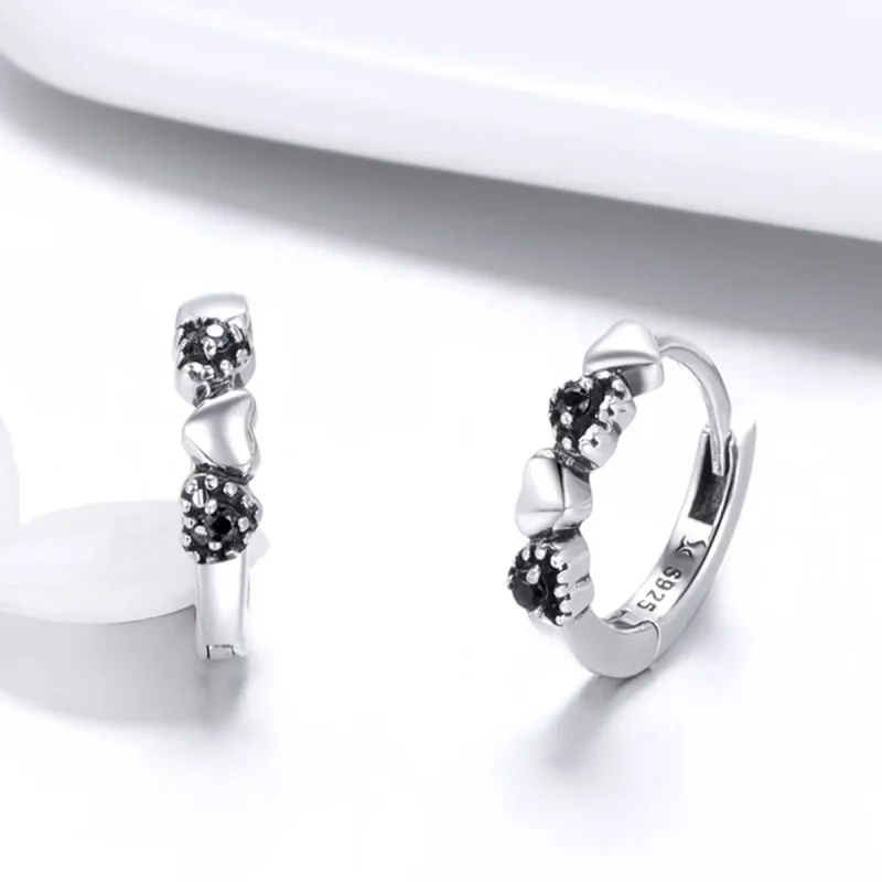 (bilde for) Pandora Style Silver Hearts Dating Hoop øredobber - SCE445 - Vis 2