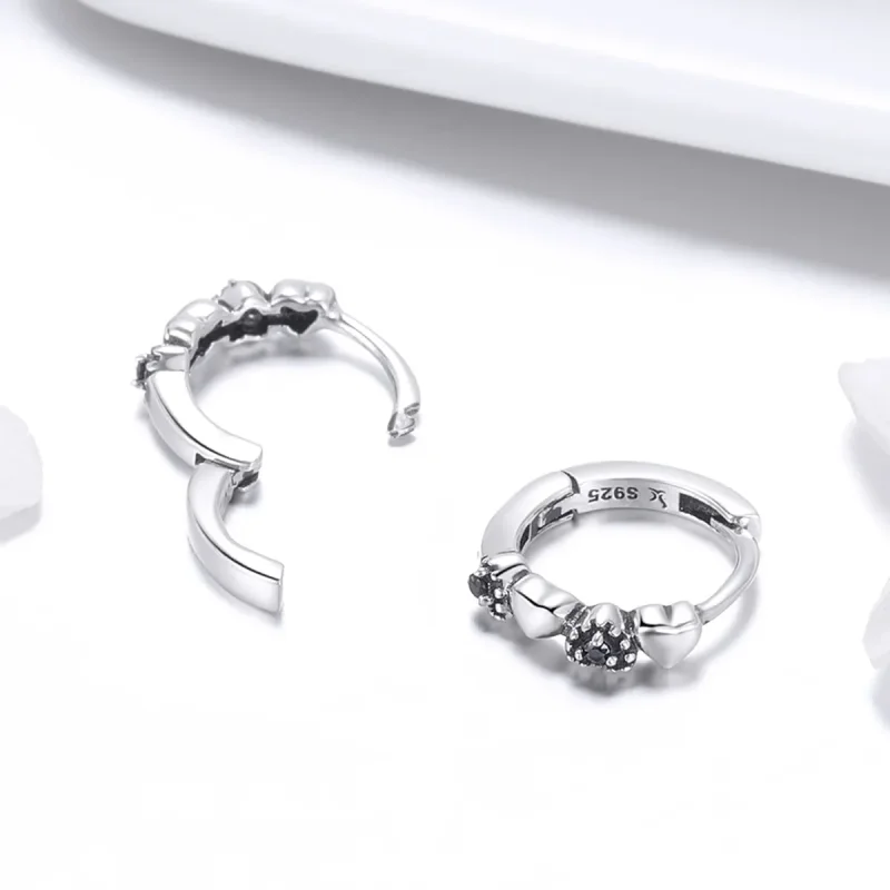 (bilde for) Pandora Style Silver Hearts Dating Hoop øredobber - SCE445 - Vis 4