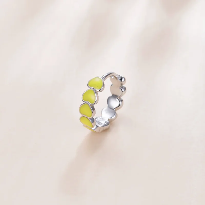 (bilde for) Pandora Style Silver Hearts Hoop øredobber - SCE1052-YE - Vis 2