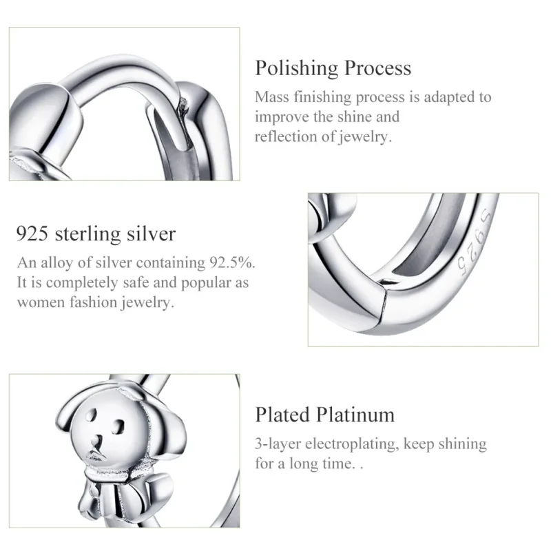 (bilde for) Pandora Style Silver Honest Puppy Hoop øredobber - SCE662 - Vis 3