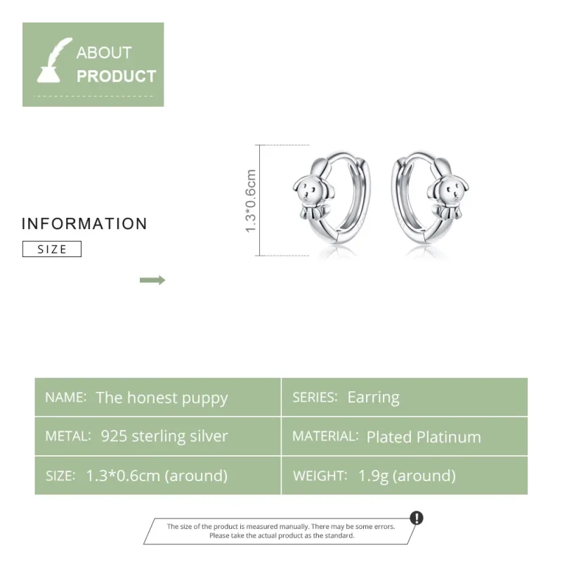(bilde for) Pandora Style Silver Honest Puppy Hoop øredobber - SCE662 - Vis 8