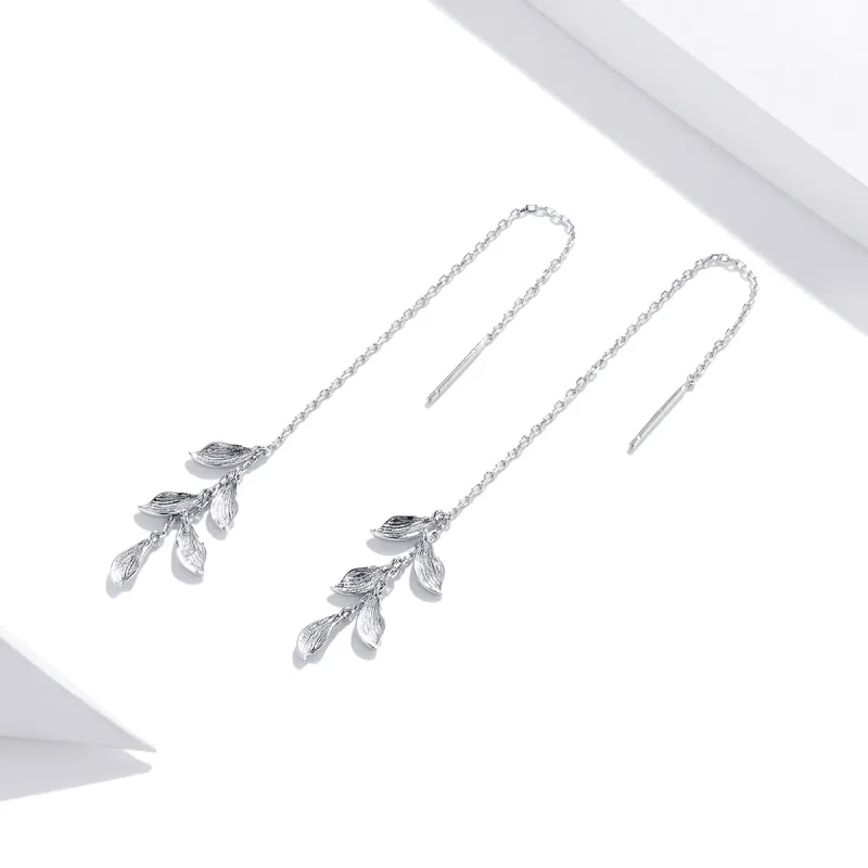 (bilde for) Pandora Style Silver Leaves Dingle øredobber - SCE987 - Vis 2