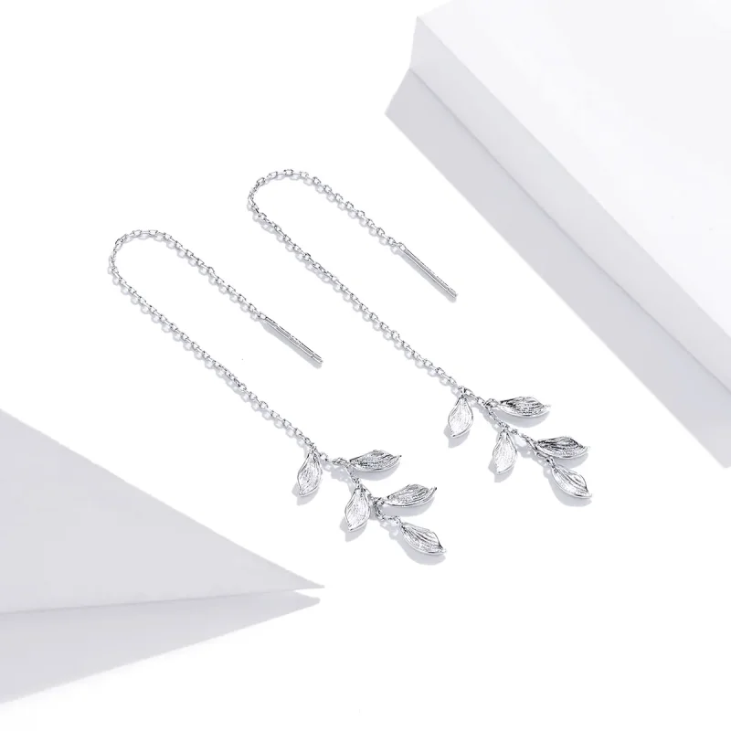 (bilde for) Pandora Style Silver Leaves Dingle øredobber - SCE987 - Vis 3