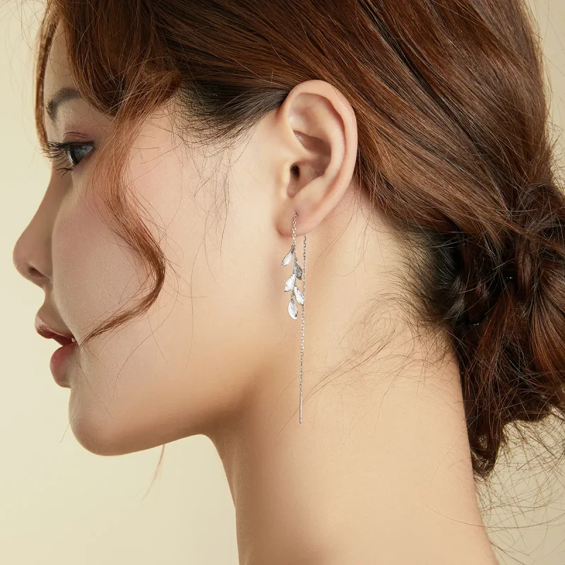 (bilde for) Pandora Style Silver Leaves Dingle øredobber - SCE987 - Vis 5