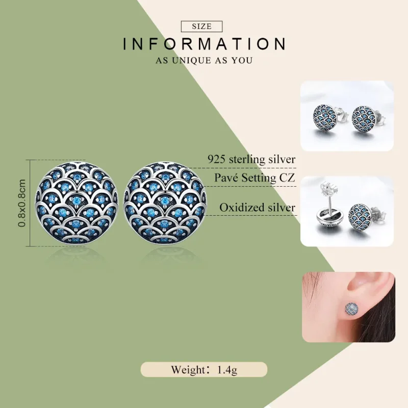 (bilde for) Pandora Style Silver Legend of The Sea ørepynt - SCE239 - Vis 3