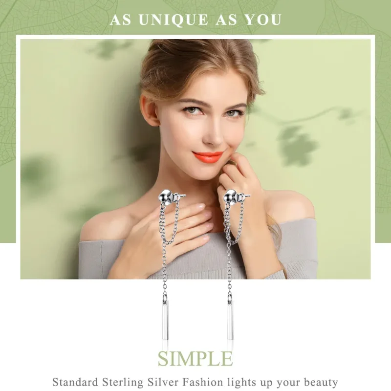(bilde for) Pandora Style Silver Light Geometry Hengende øredobber - SCE550 - Vis 2