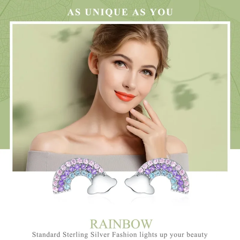 (bilde for) Pandora Style Silver Little Rainbow Stud øredobber - SCE578 - Vis 2