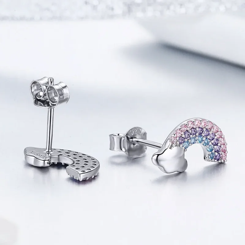 (bilde for) Pandora Style Silver Little Rainbow Stud øredobber - SCE578 - Vis 3