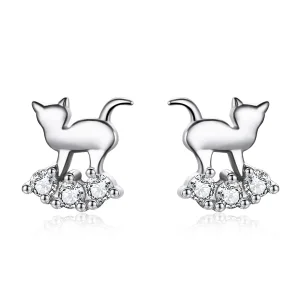 (bilde for) Pandora Style Silver Meow Star Stud øredobber - SCE537