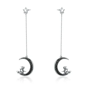 (bilde for) Pandora Style Silver Moon Dingle øredobber - SCE287