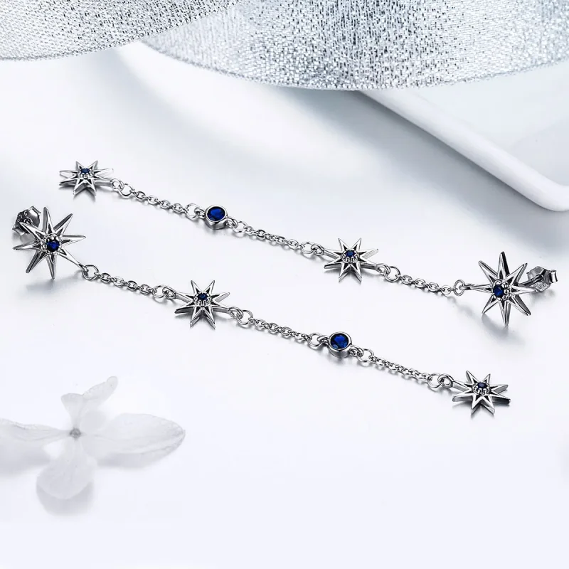 (bilde for) Pandora Style Silver Octagonal Star Dangle øredobber - BSE060 - Vis 4