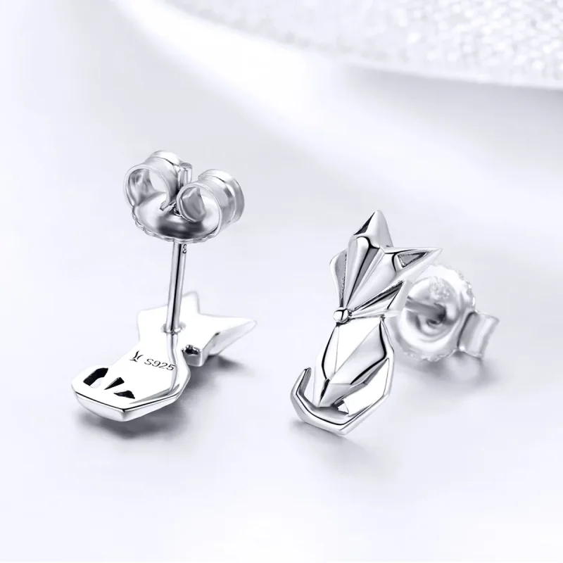(bilde for) Pandora Style Silver Origami Fox Stud øredobber - SCE526 - Vis 4