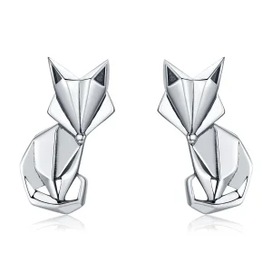 (bilde for) Pandora Style Silver Origami Fox Stud øredobber - SCE526