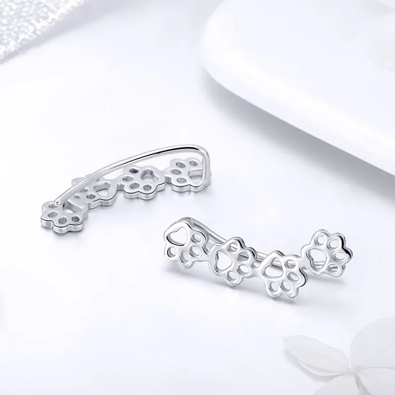 (bilde for) Pandora Style Silver Paw Trail Stud øredobber - SCE430 - Vis 2