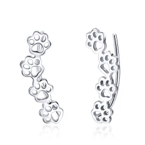 (bilde for) Pandora Style Silver Paw Trail Stud øredobber - SCE430