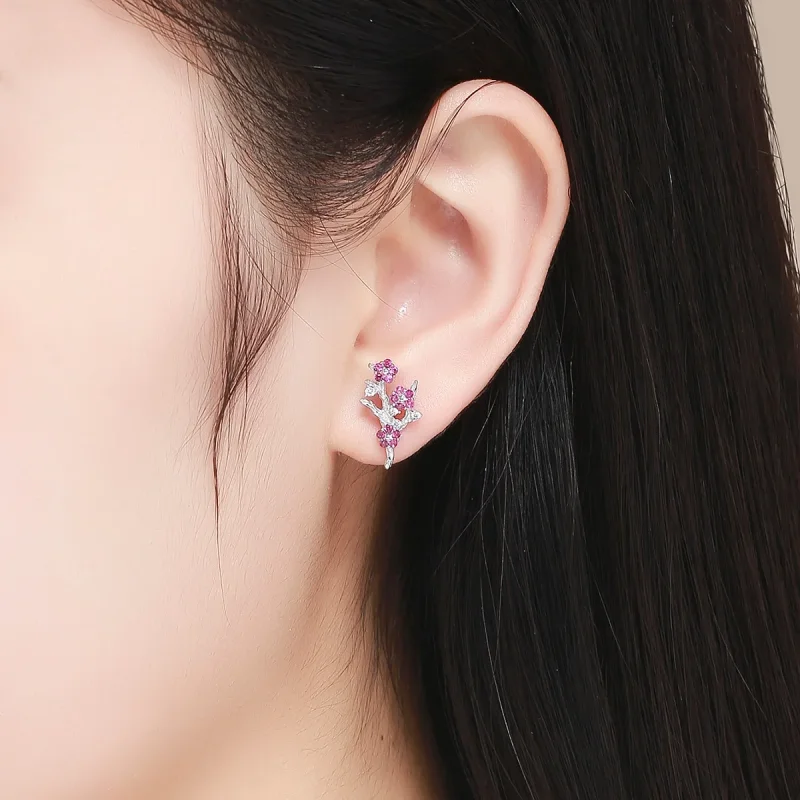 (bilde for) Pandora Style Silver Peach Blossom ørepynt - BSE040 - Vis 5