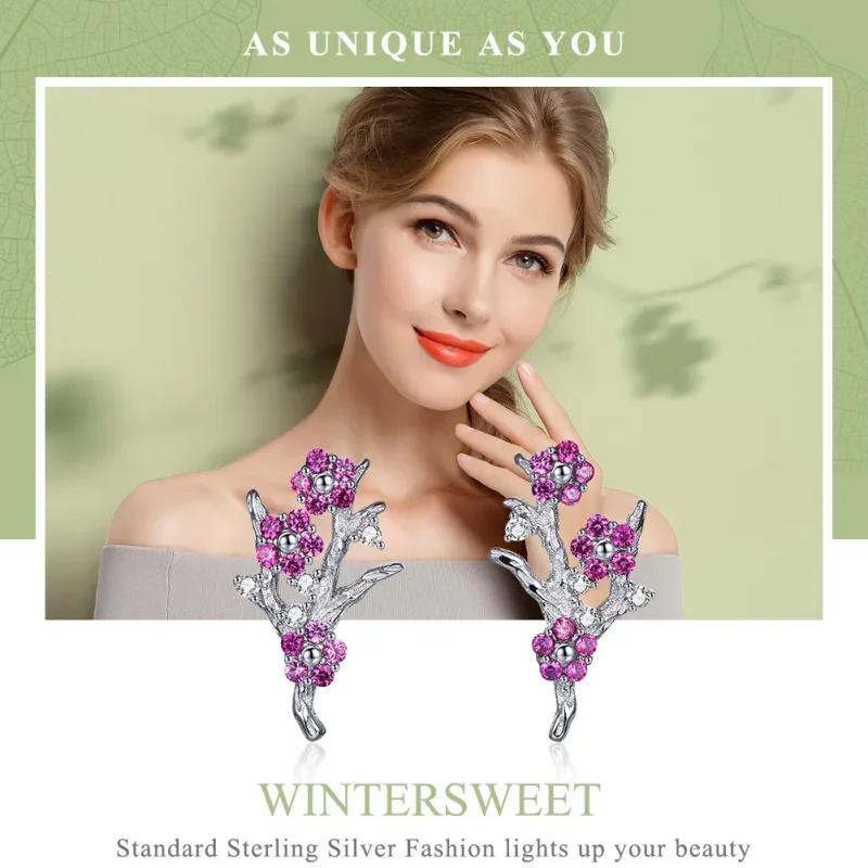 (bilde for) Pandora Style Silver Peach Blossom ørepynt - BSE040 - Vis 6