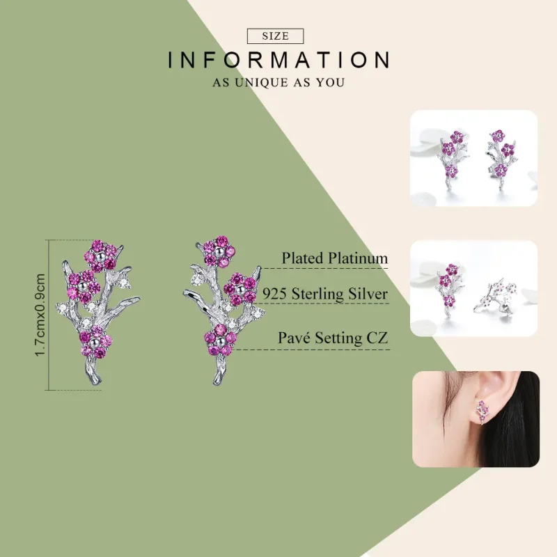 (bilde for) Pandora Style Silver Peach Blossom ørepynt - BSE040 - Vis 7
