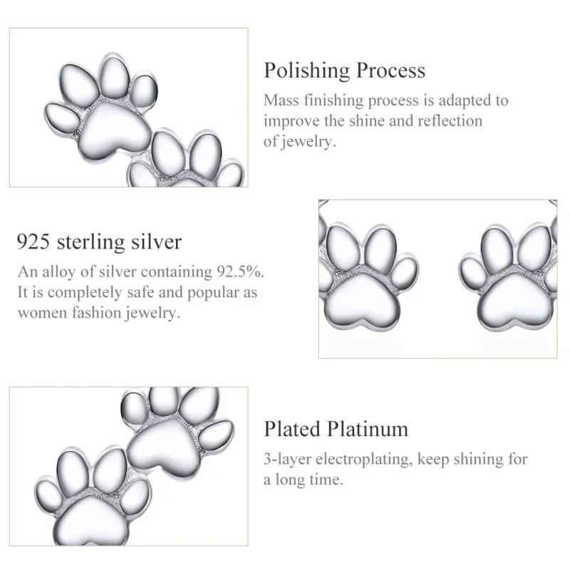 (bilde for) Pandora Style Silver Pet Footprints ørepynt - SCE718 - Vis 3