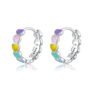(bilde for) Pandora Style Silver Rainbow Hearts Hoop øredobber - SCE909