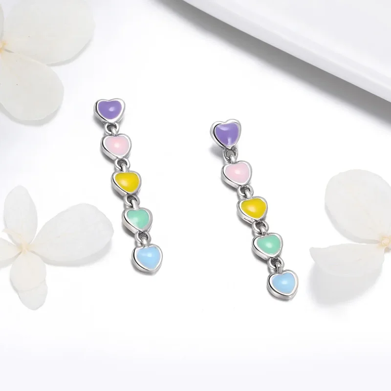 (bilde for) Pandora Style Silver Rainbow Hearts øredobber - SCE451 - Vis 2