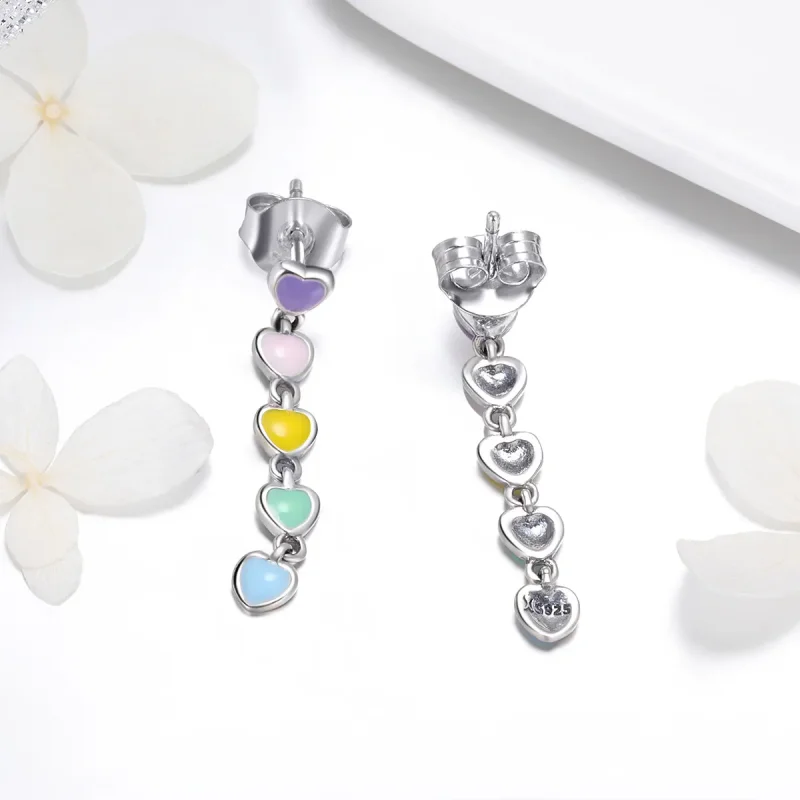 (bilde for) Pandora Style Silver Rainbow Hearts øredobber - SCE451 - Vis 3